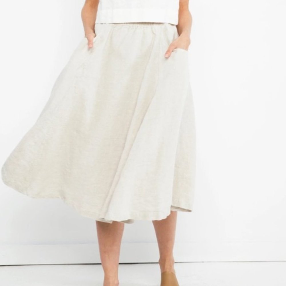 Elizabeth Suzann Clyde Billow Skirt in Flax Midweight Linen, Size XS